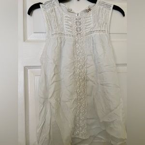 Lacey white cottage core tank top